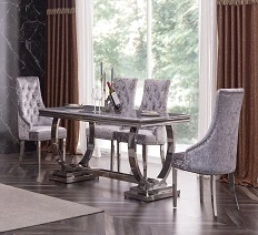 Modern Hotel Furniture Clear Glass Top Dining Table Set
