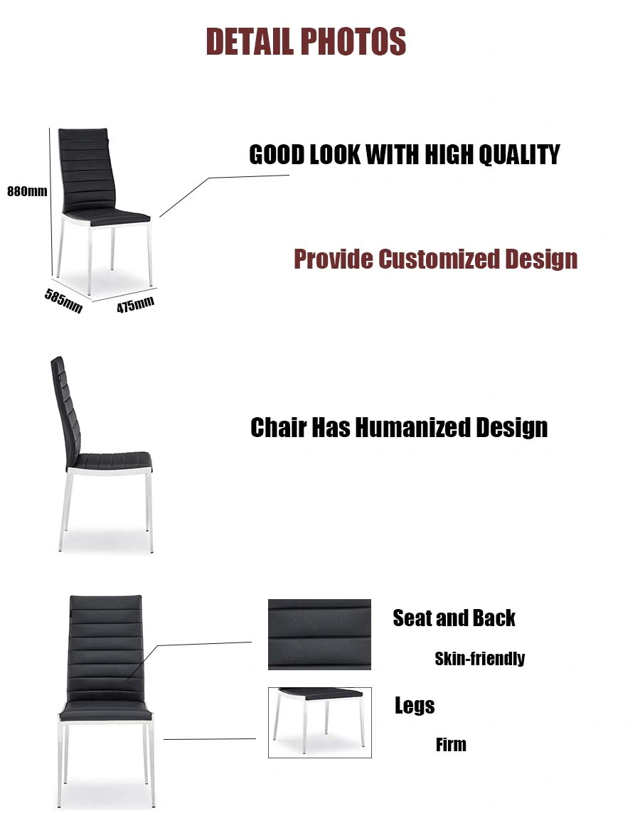 Modern Home Office Restaurant Furniture High Back PU Leather Dining Room Chair for Kitchen