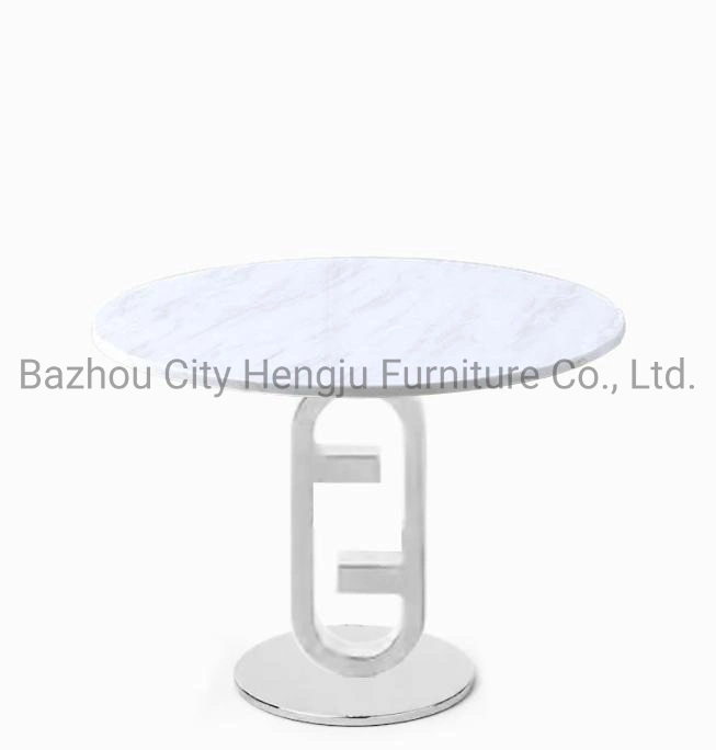 Living Room Furniture Sofa Round Coffee Side Table Luxury Golden Stainless Steel Marble Side Table Living Room Fendi Design