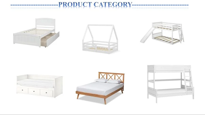Reasonable Price White Solid Wooden Kid Twin Single Bed Platform with Drawer Storage