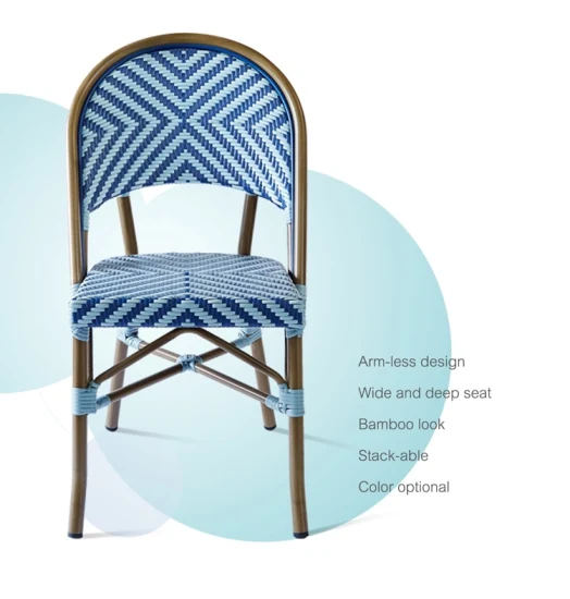 Commercial Leisure Modernes Outdoor-Esstisch- und Stuhlset aus Korbgeflecht aus Aluminium