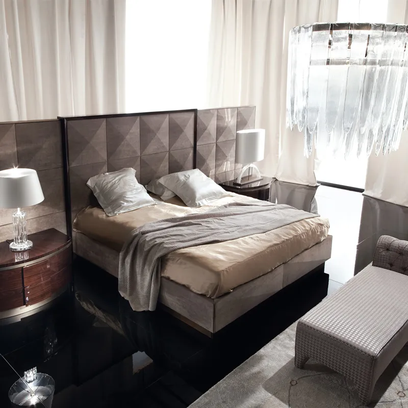 King-Size-Bett, Queen-Size-Größe, perfekter moderner Stil für Zuhause, Büro, Hotel, Apartment, Komfort, elegante gepolsterte Schlafzimmer-Stoffbetten