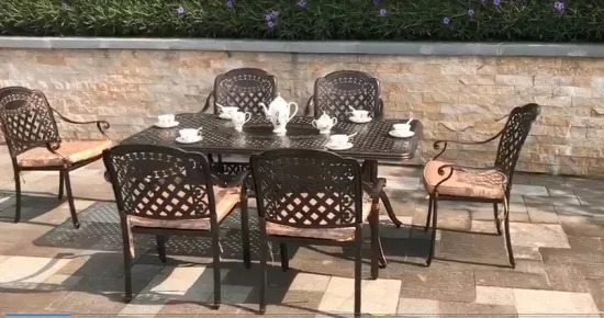 Neues Restaurant-Set aus Metall für den Außenbereich, Terrasse, Garten, Tisch und Stühle aus Aluminiumguss
